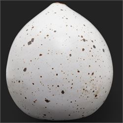 Joanna Constantinidis (1927-2000); studio pottery stoneware posy vase, of ovoid form, in white glaze with brown speckles, impressed C mark to base, H10cm