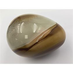 Polychrome jasper specimen egg, in creams, browns and earthy tones, H12cm