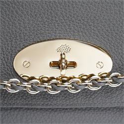 Mulberry - Medium Lily shoulder bag in Mole Grey Grainy Calf leather, the softly structured body with flap top, gold-tone Postman’s Lock fastening, hanging leather clochette and leather-woven chain shoulder strap, with original Mulberry product tag and dust bag