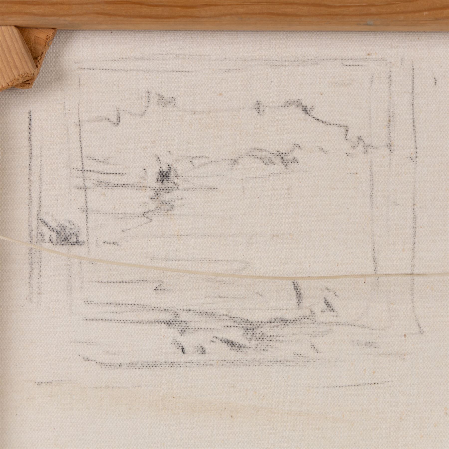 Douglas Hill (British 1953-): 'November Evening - St Ives', oil on canvas, signed titled and dated '94 verso with a small preparatory ink sketch 40cm x 45cm