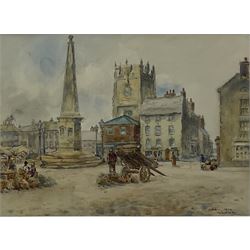 James Ulric Walmsley (British 1860-1954): Richmond Market Square, watercolour signed and dated 1914, 25cm x 35cm

