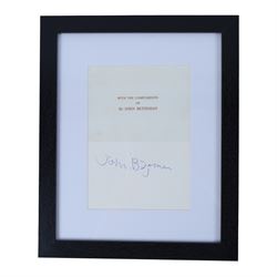 Collection of John Betjeman books and memorabilia, to include first edition 'Summoned by the Bells' hardback, framed autograph of Betjeman, vinyl of 'Myfanwy' poem and three other books