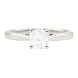 18ct white gold single stone round brilliant cut diamond ring, hallmarked, diamond 0.70 carat, with IGI report