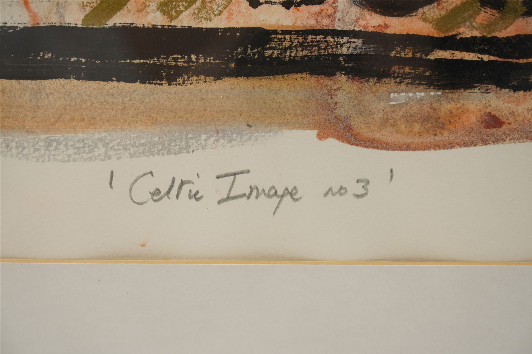 Gillian Ross Kelsey (British 1935-2025): 'Celtic Image No 3' and 'Celtic Image No 4', two acrylic monotypes signed and titled in pencil max 70cm x 110cm (2)