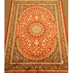  Persian Keshan design red ground rug/wall hanging, 280cm x 200cm  