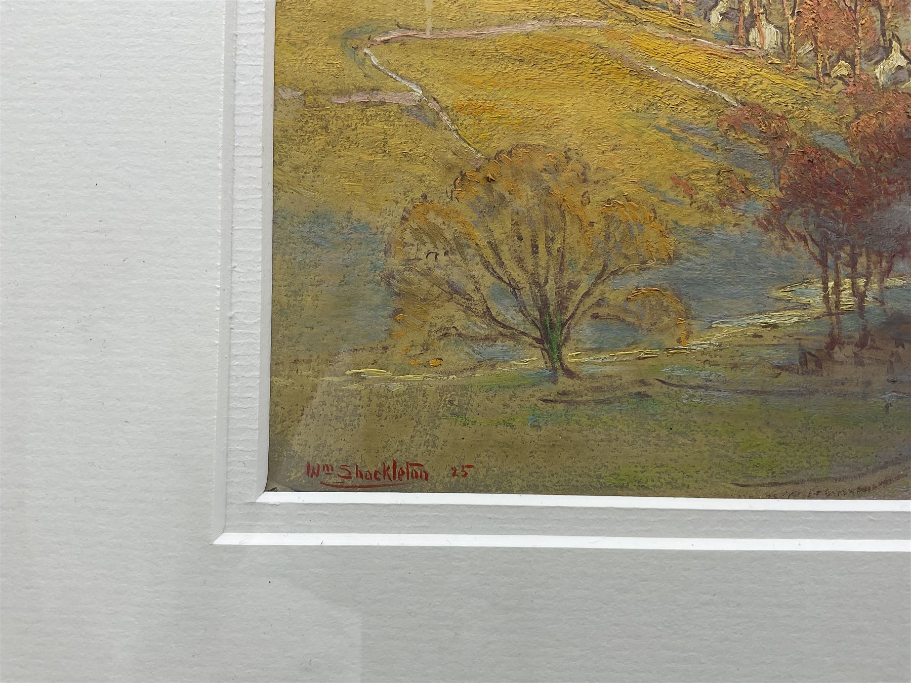 William Shackleton (Bradford 1872-1933): 'The Road into Malham Village', watercolour and pastel signed and dated '25, titled verso 27cm x 22cm 