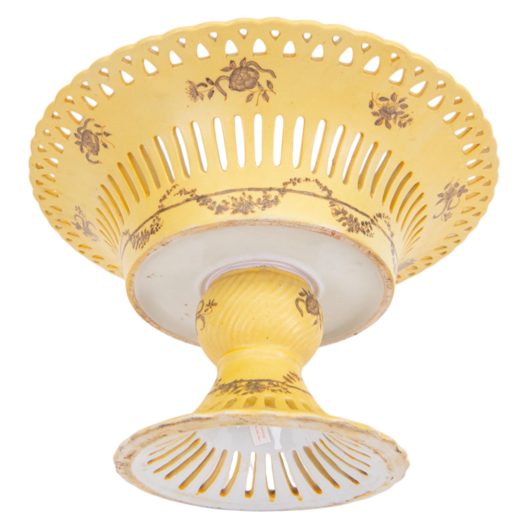 Continental tazza, decorated with swag, the central panel with cerub, marked Toussi Court beneath, H20cm