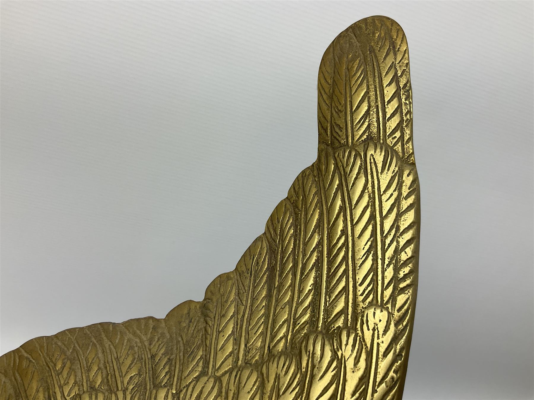 Large brass figure of an eagle on a branch, H51.5cm