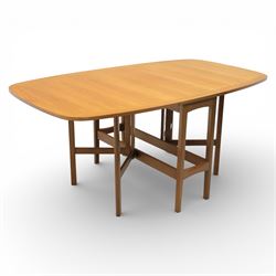 Nathan - teak drop leaf dining table, the rectangular top with rounded corners fitted with...