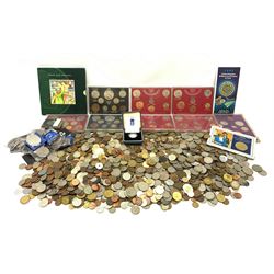 Collection of Great British and World coins including Queen Elizabeth II United Kingdom 1997 silver proof one pound coin cased with certificate, United Kingdom 1997 brilliant uncirculated two pound coin in card folder, various unofficial year sets/part sets, various commemorative crowns, mixed World coins etc