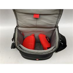 Sony Alpha 7R ILCE-7R camera serial number 3985636, with a 'Carl Zeiss Sonnar FE 1.8/55 ZA' lens, 'FE 28mm F2' lens, Sony Handycam Cyber-Shot HVL-F43M, all with original boxes, together with a Manfrotto camera bag  