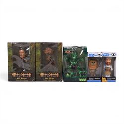 Five bobble-heads, comprising two Cards Inc Pirates of the Caribbean examples Sea Pirate a...