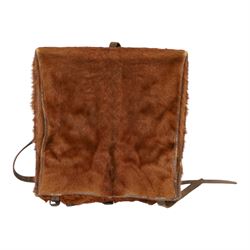 Swiss army pony skin backpack, with rolled leather edges and leather straps, the back stra...