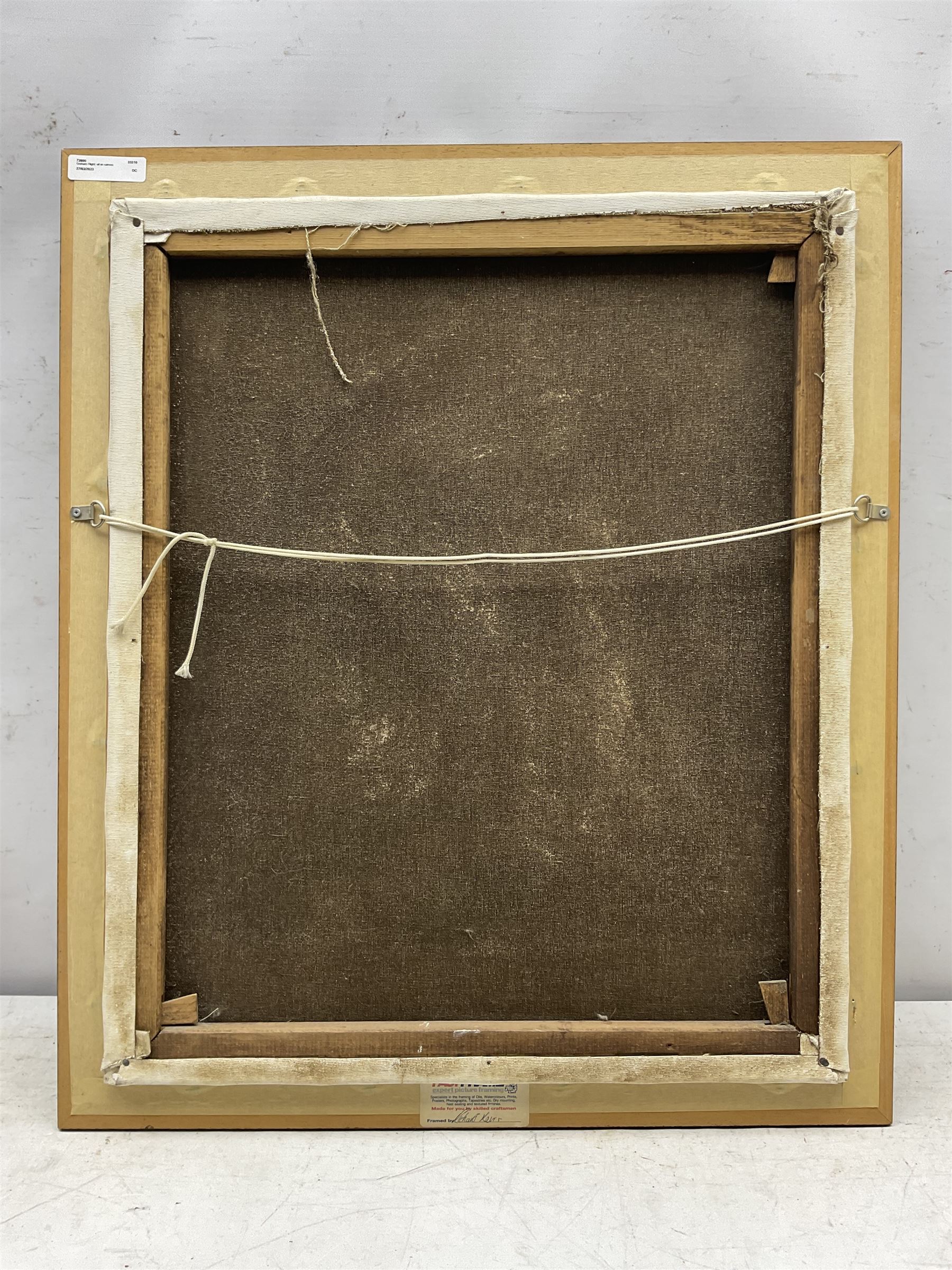 Graham Flight (20th century): Cat at the Dressing Mirror, oil on canvas signed with initials 60cm x 50cm