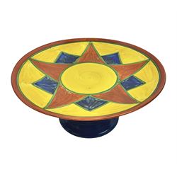 Newport Pottery, comport in Original Bizarre pattern, with printed and signed mark beneath, H10cm 