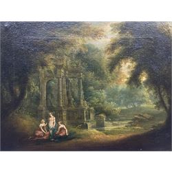 Manner of John Wootton (British 1686-1764): 'The Graces' in an Italianate Landscape, oil on canvas unsigned, titled verso 24cm x 31cm 