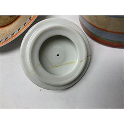 Villeroy & Boch Gallo design Switch 4 Naranja & Nazare pattern tea and dinner wares, to include seven dinner plates, twin handled lidded tureen, five mugs, four saucers, jug, lidded sucrier, large bowl,  seven ramekins, various side plates, two bowls etc