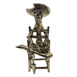 Large gold lustre figure of Don Quixote sat upon a chair reading a book, H57
