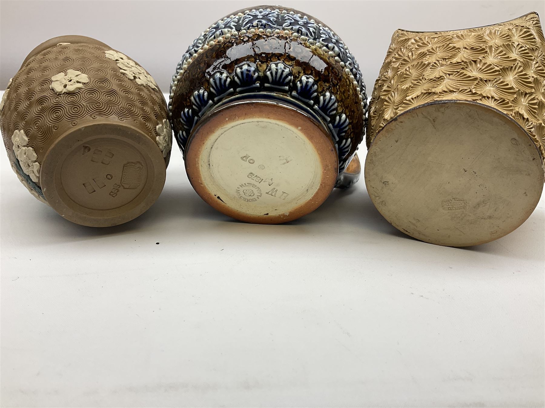 Group of Doulton Lambeth, comprising mug, small baluster portrait vase