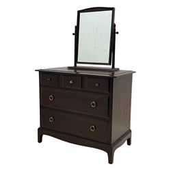 Stag Minstrel - mid-20th century mahogany dressing chest, rectangular top over three short and two long drawers, on bracket feet; matching swing mirror on turned supports