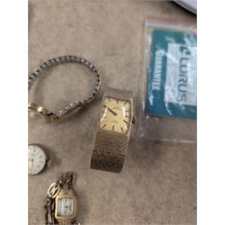 Collection of wristwatches, including ladies 9ct gold cased Avia 15 jewels wristwatch on plated strap, gentleman's Seiko 5 wristwatch etc