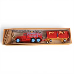 Corgi Toys Gift Set no. 12 Chipperfield's Circus Crane Truck and Cage, with two lion figures and instructions, boxed
