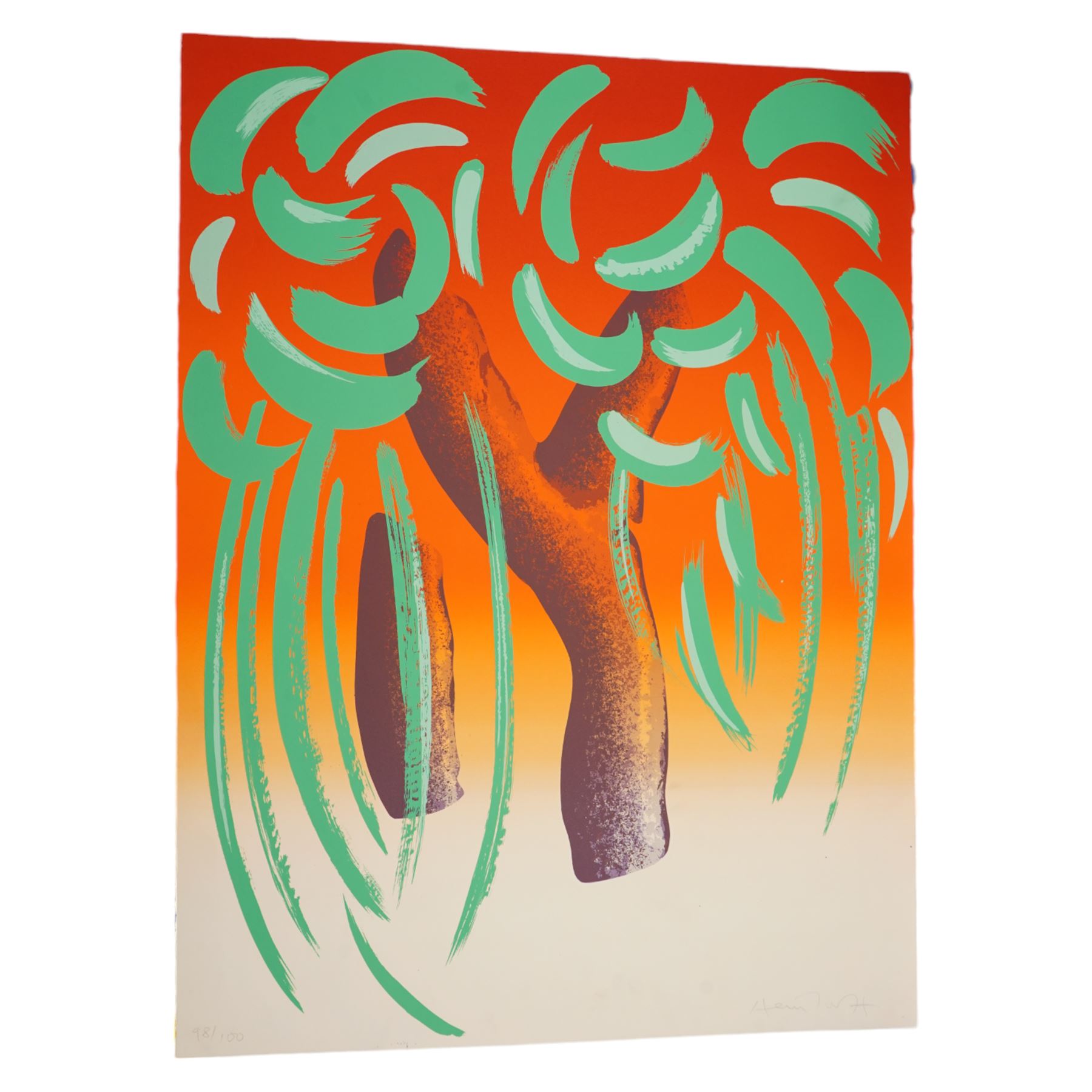 Michael Heindorff (German 1949-): 'Tasso's Trees IX & XIII', pair screenprint signed dated '77 and numbered 98/100 and 75/100 in pencil 92cm x 69cm (2) (unframed)