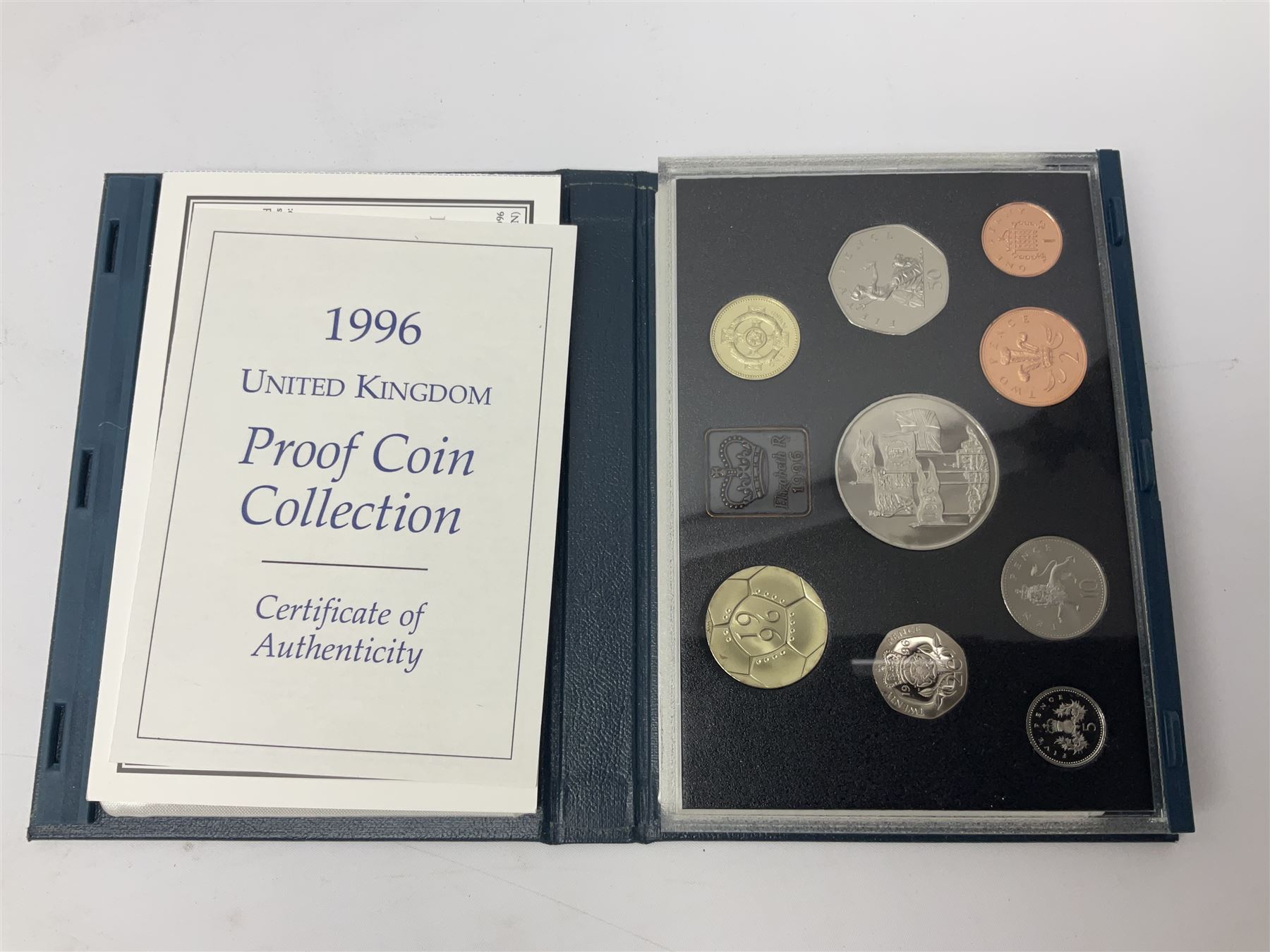 Six The Royal Mint United Kingdom proof coin collections, dated 1995, 1996, 1998, 2002, 2006 and 2007 all cased with certificates