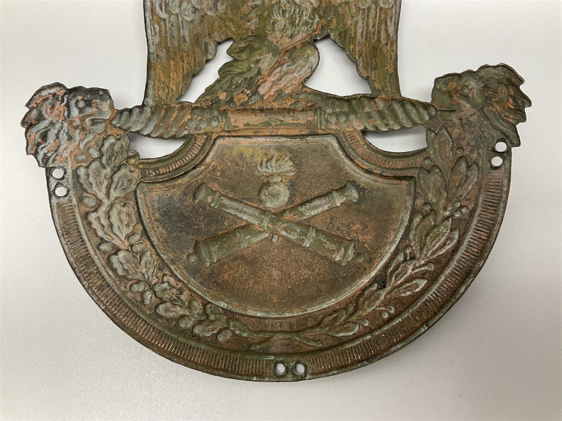 French First Empire Artillery shako plate c1814 H14cm