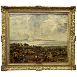 Herbert F Royle (British 1870-1958): 'The Dee Estuary from Caldy Hill - Wirral', oil on canvas signed, titled and signed verso 63cm x 75cm