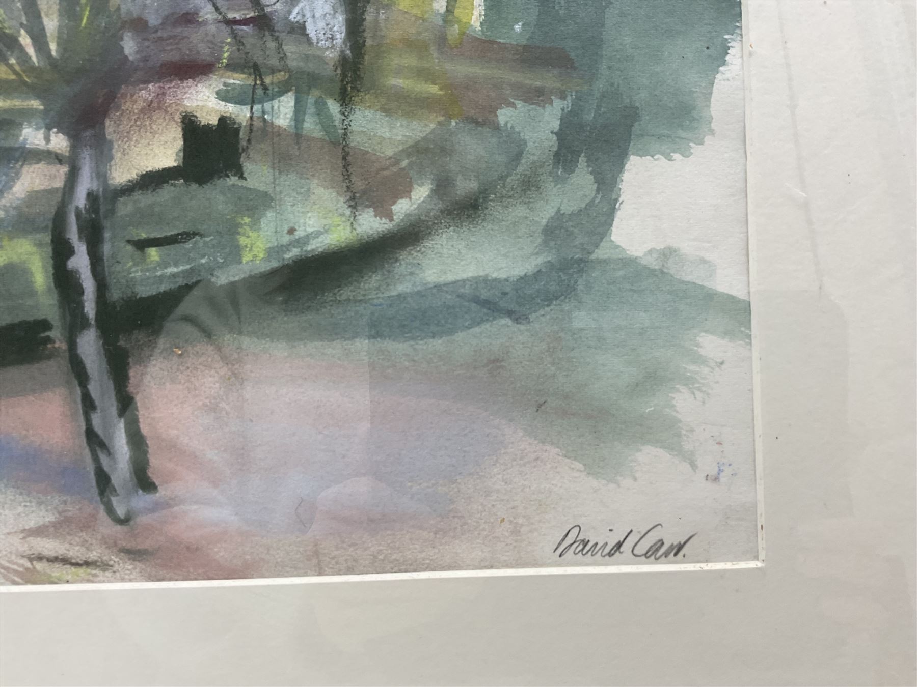 David James Carr (Northern British 1944-2009): Continental Bridge and Temple, watercolour and oil pastel on paper signed 54cm x 75.5cm 