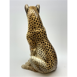 A large Italian pottery fireside model of a Cheetah, H66cm.