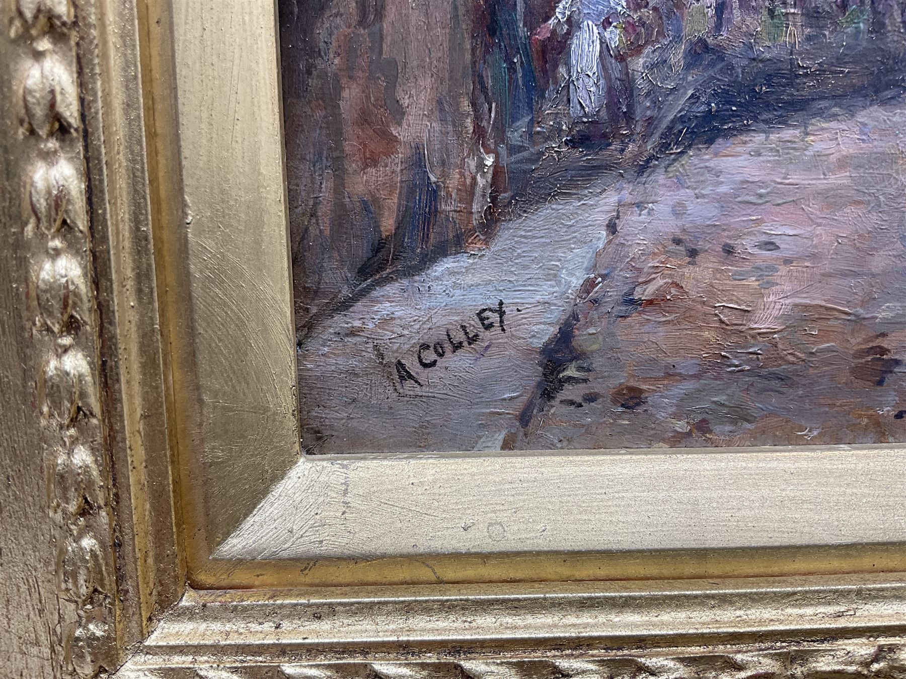 Andrew Colley (Staithes Group 1859-1910): Street in 'Paris', oil on panel signed, indistinctly titled verso 22cm x 13cm