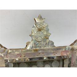Mother of pearl nativity scene, together with mother of pearl box, shell and carved shell