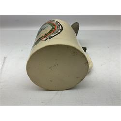 German presentation beer stein, printed with a study of a bi-plane, hinged cover engraved UFFZ Jacob, H16cm