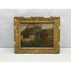 French School (19th century): Country Buildings, oil on panel unsigned 29cm x 39cm