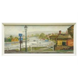 James Hardaker (British 1901-1991): 'Above 5 Rise Locks - Bingley' Canal Landscape, oil on board signed, titled verso 37cm x 90cm 