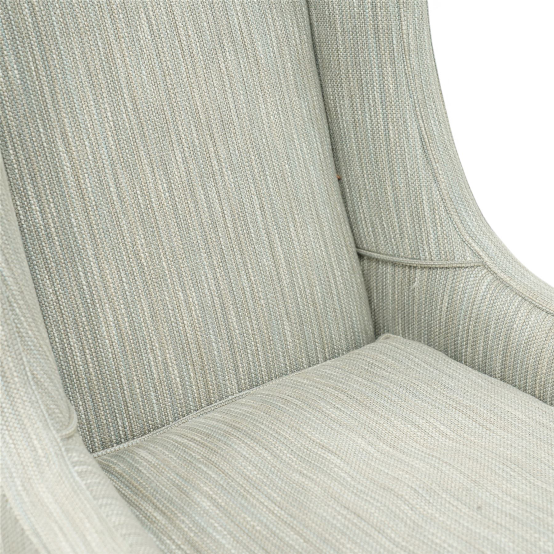 Whitehead designs - Edwardian design 'Tissington' wingback armchair on square tapering feet with castors, upholstered in natural fabric