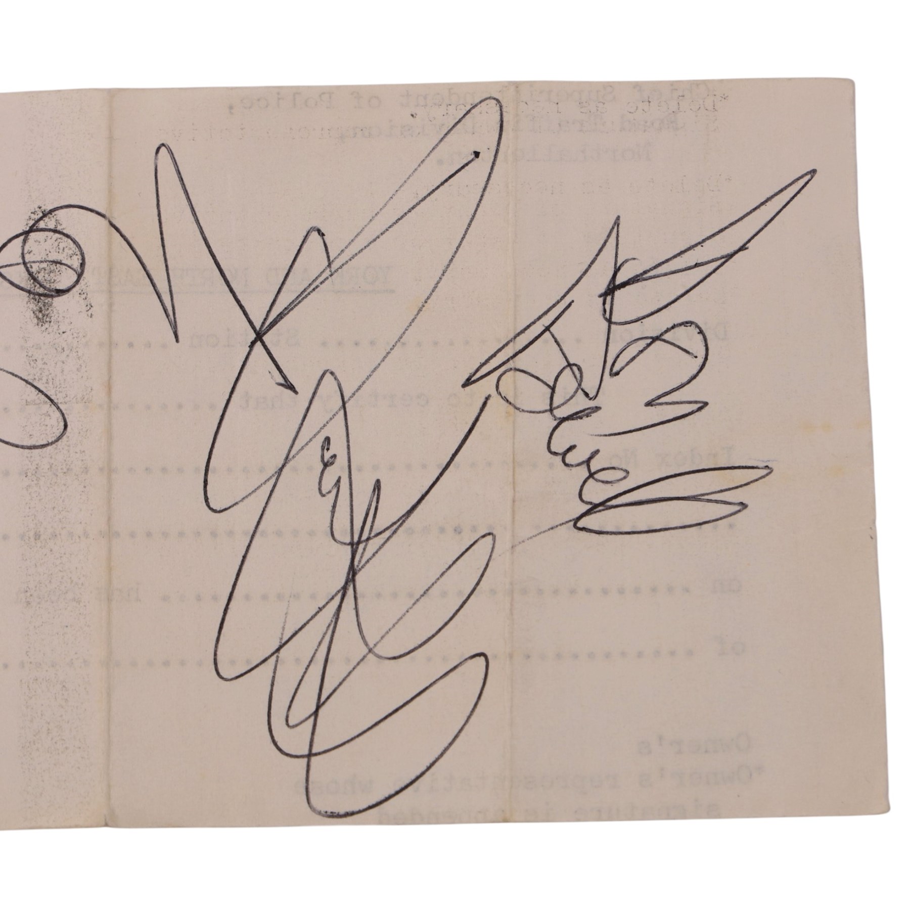 1970s Slade autograph, including Noddy Holder, Jim Lea and Don Powell, acquired at The Futurist theatre, with corresponding ticket for the concert at the Spa Grand Hall, Scarborough 5th May 1974