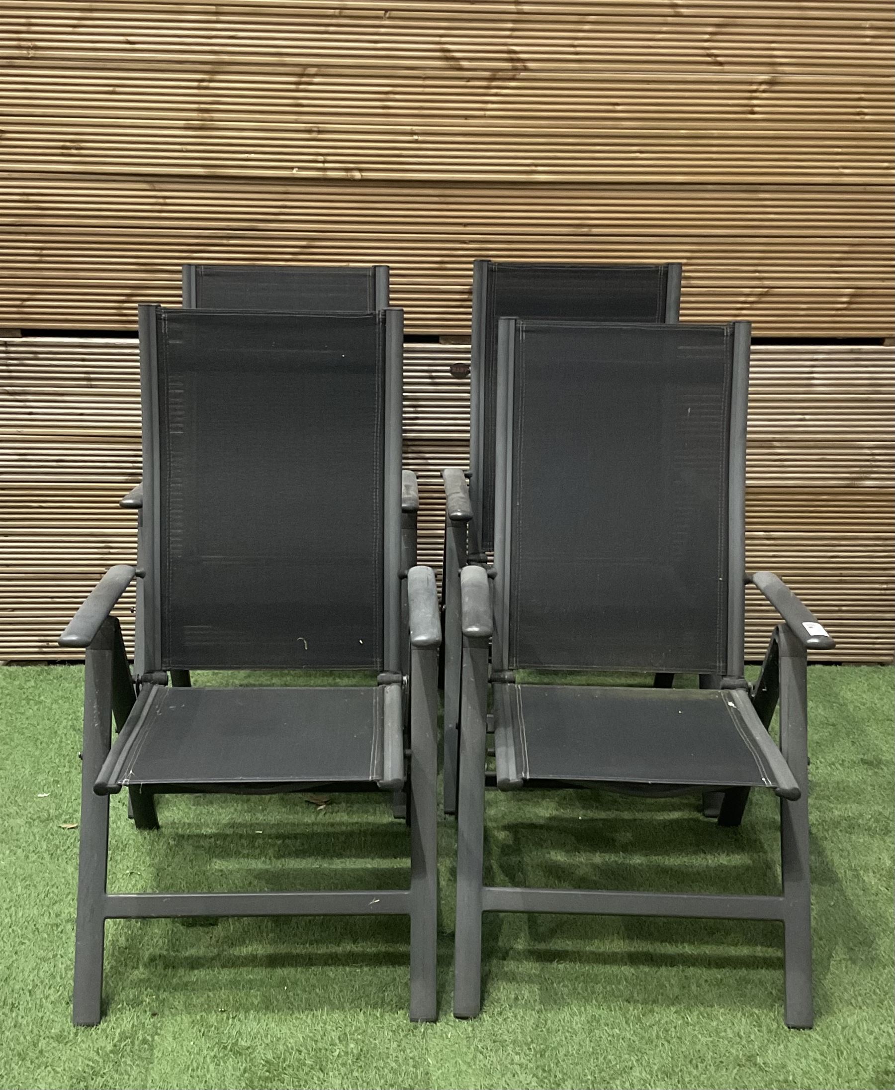 Set of four folding garden chairs in grey - THIS LOT IS TO BE COLLECTED BY APPOINTMENT FROM DUGGLEBY STORAGE, GREAT HILL, EASTFIELD, SCARBOROUGH, YO11 3TX