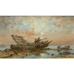George Weatherill (British 1810-1890): Wreckage on the Shoreline, watercolour signed 11cm x 20cm
Provenance: North Yorkshire deceased estate