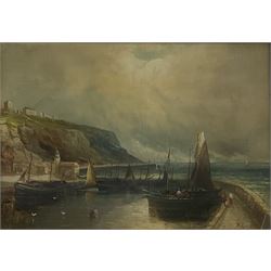 Walter Linsley Meegan (British c1860-1944): Scarborough and Whitby Harbours, pair oils on canvas signed 24cm x 34cm (2)