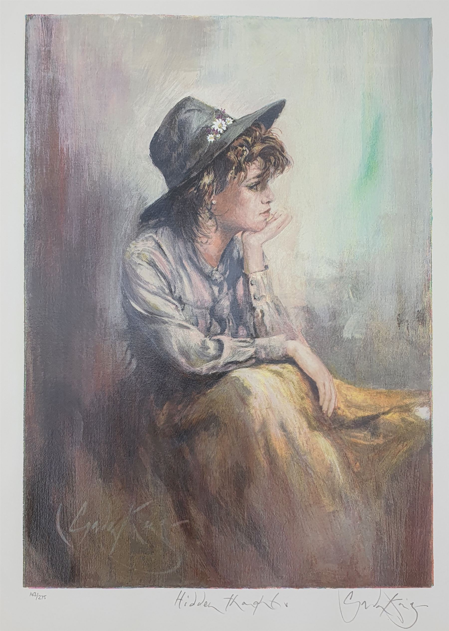 Gordon King (British 1939-): 'Hidden Thoughts', limited edition colour print signed titled and numbered 143/275 in pencil 61cm x 43cm with full margins (unframed)