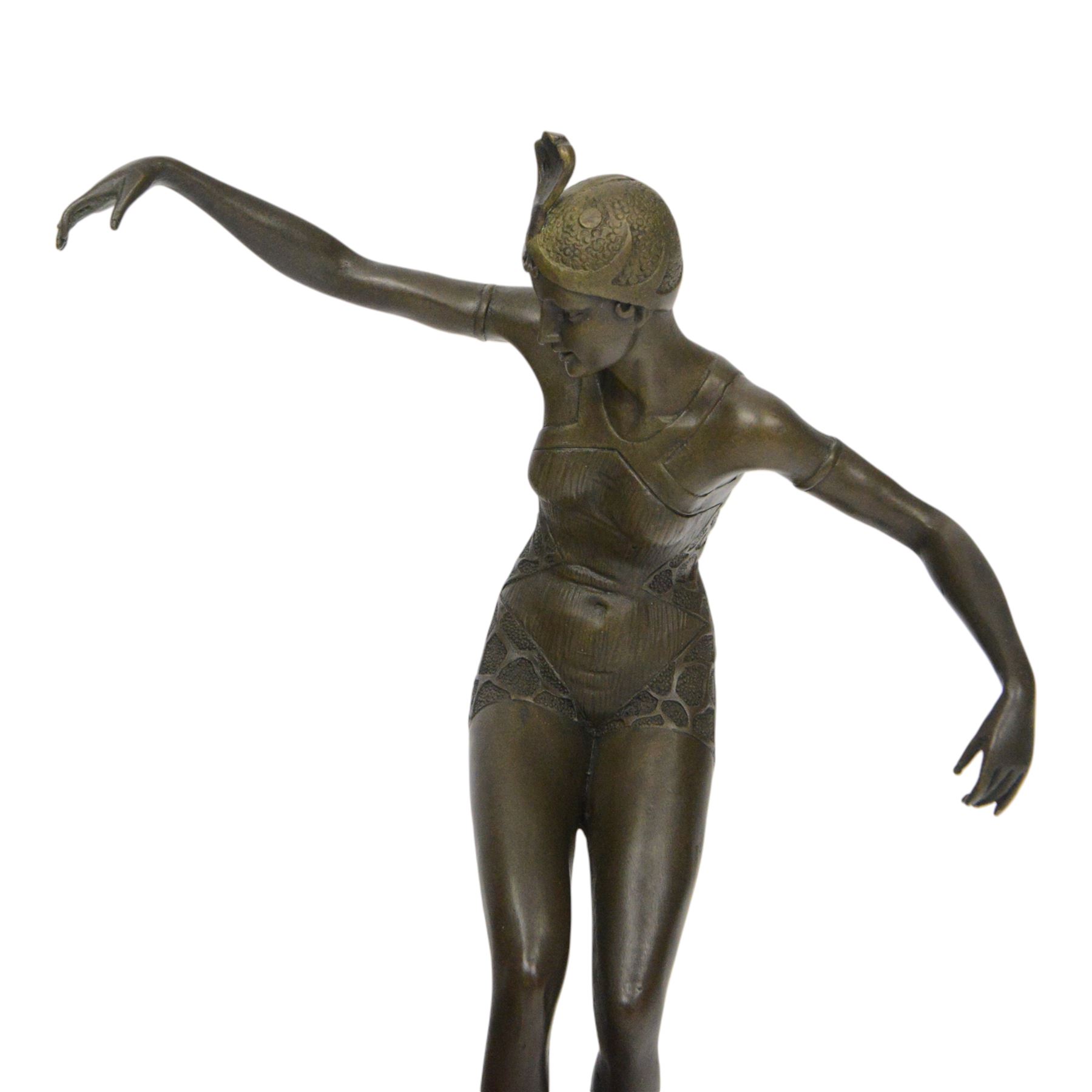  Art Deco style bronze figure of a dancer, upon a socle base, H37cm