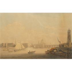 Attrib. Gideon Yates (British 1790-1840): River Thames towards Blackfriars Bridge, waterco...