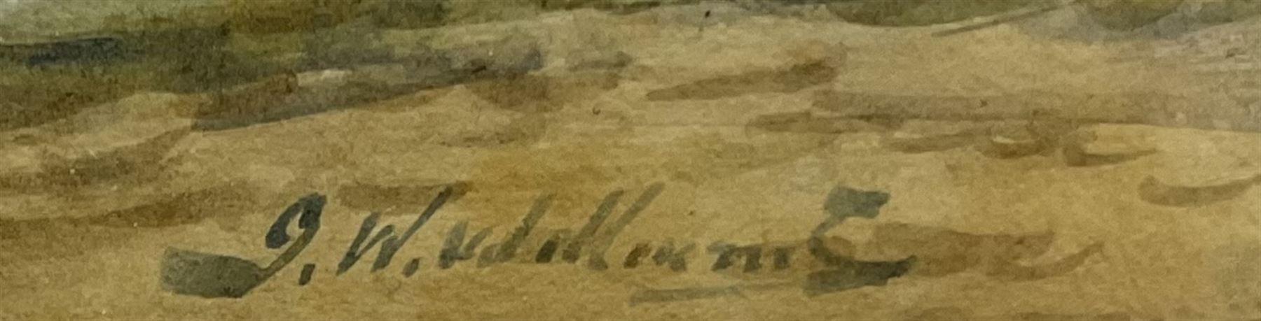 John Wynne Williams (British fl.1900-1920): Children playing on Tate Hill Sands Whitby Harbour & Fylingdales Moor, pair watercolours signed 23cm x 35cm (2)