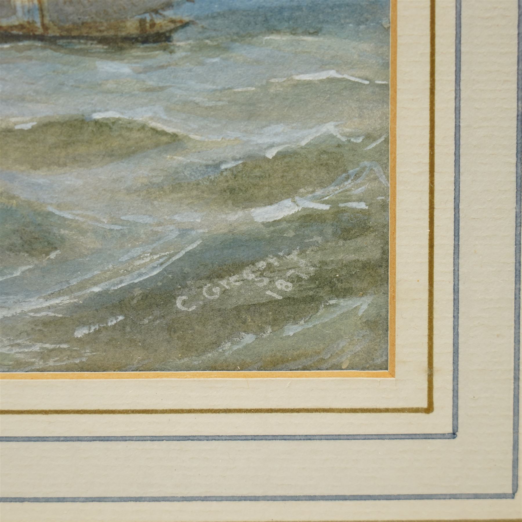 Charles Gregory (British 1849-1920): Fishing off the Coast, watercolour signed and dated 1872, 22cm x 35cm; Louis Neville (British fl.1887-1914): Yacht at Full Sail, watercolour signed and dated 1902, 24cm x 34cm (2)