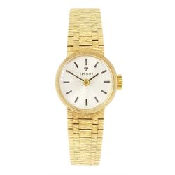 Tissot ladies 9ct gold manual wind wristwatch, silvered dial with baton hour markers, Lond...