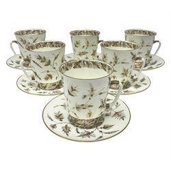 Russian Lomonosov cup and saucer set for six in Golden Branch patter