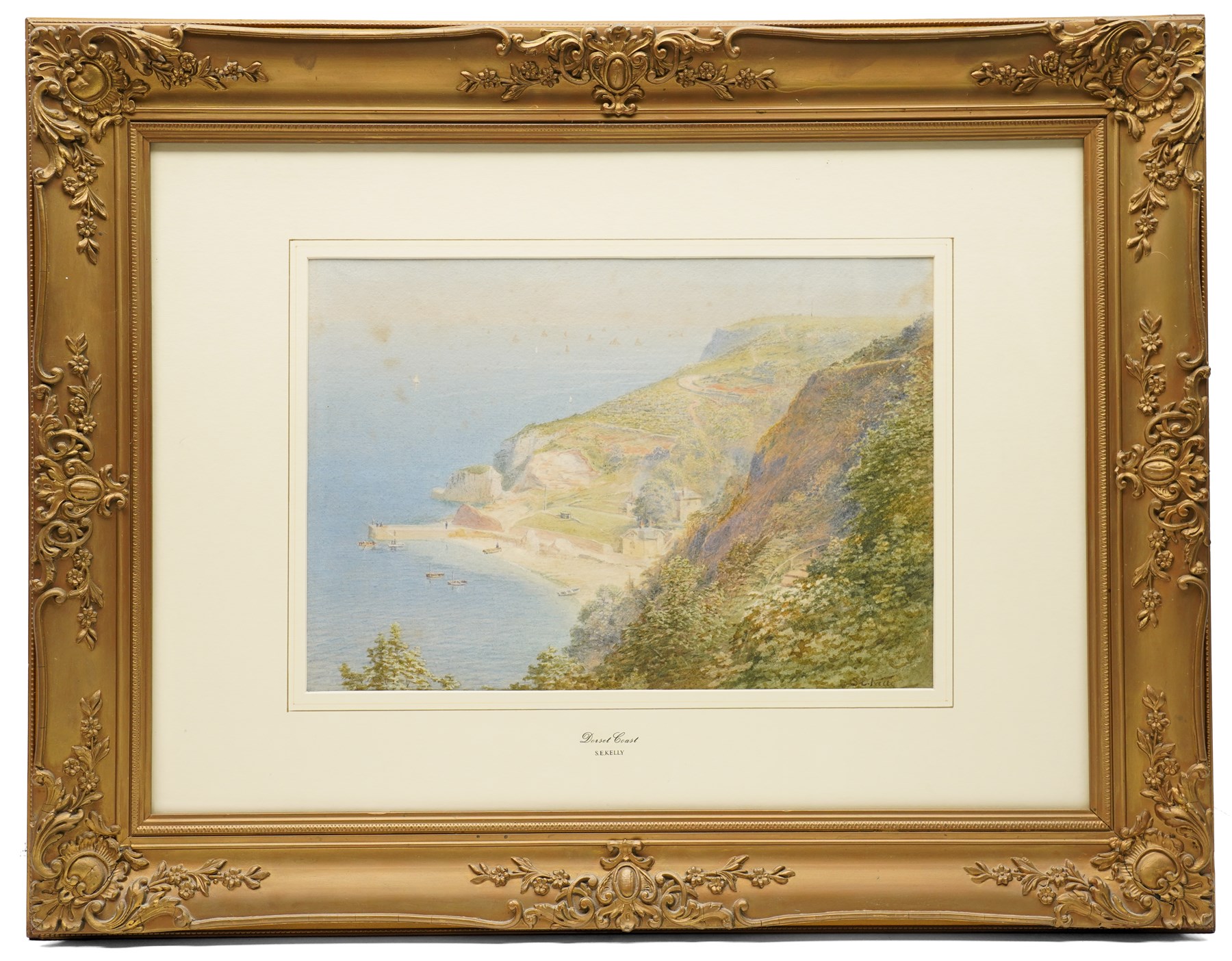 Samuel Edward Kelly (British 1862-1935): Dorset Coast - Baddacombe Beach Torquay, watercolour signed, titled on the mount 25cm x 36.5cm